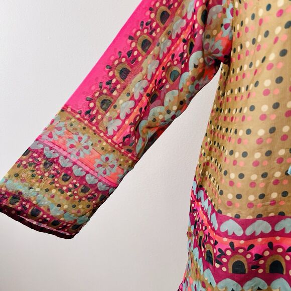 Live Happy by Natural Life Colorful Boho Hippie Festival Lightweight Blouse -Med - Picture 3 of 8